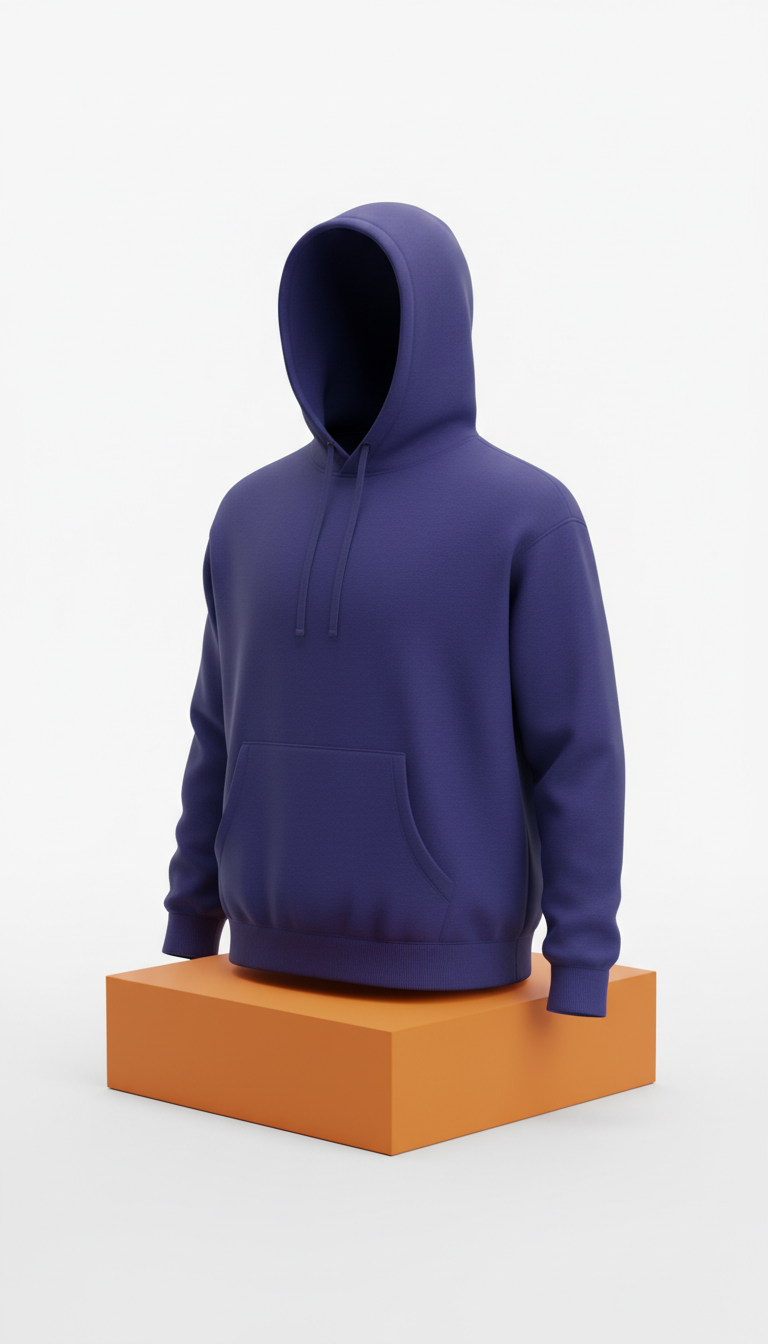 Sweat à capuche indigo signature coton épais