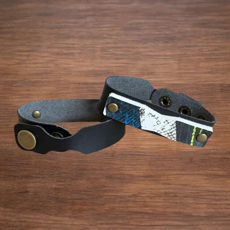 Bracelet Manchette "Éclipse Urbaine" – Cuir & Ballon Recyclé