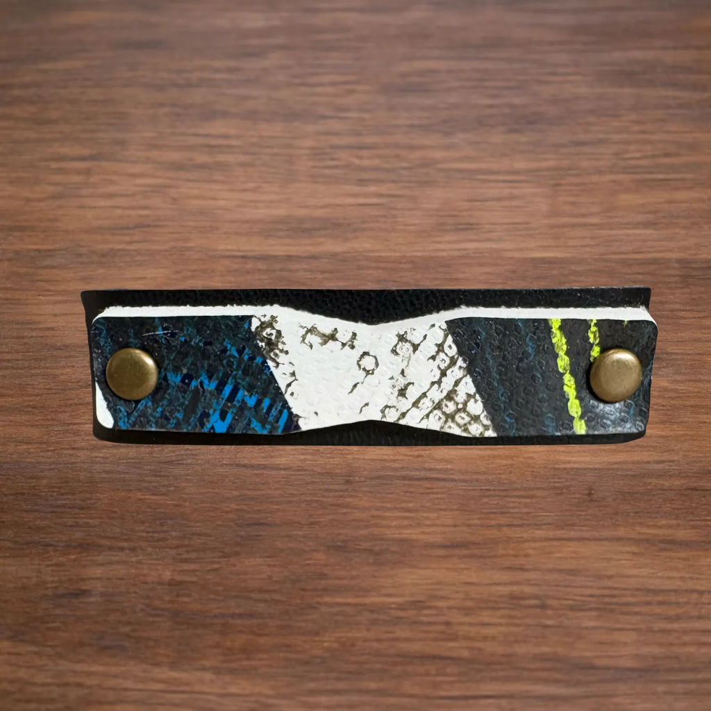 Bracelet Manchette "Éclipse Urbaine" – Cuir & Ballon Recyclé