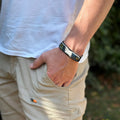 Bracelet Manchette "Éclipse Urbaine" – Cuir & Ballon Recyclé